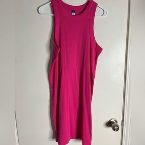 Pink Ribbed Sleeveless Dress